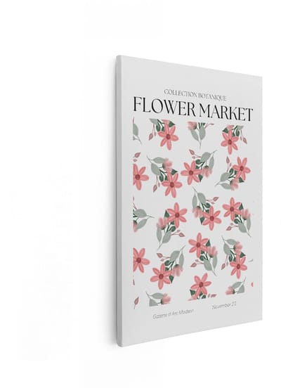 Artaza Canvas Schilderij Bloemen - 80x120 cm - Wanddecoratie Bloemenmarkt Poster - Muurdecoratie Botanisch - Decoratie Vintage Roze
