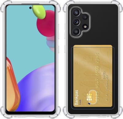 Hoesje Geschikt voor Samsung Galaxy A52 - Met Pashouder en Kaarthouder - Telefoon Hoes Shockproof - Siliconen Case - Back Cover - Shock Proof - Pasjes Houder - Transparant