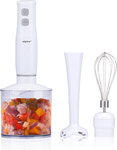 alpina Staafmixer Set - Staafmixer met Hakmolen - Handmixer Elektrisch - Blender - Garde - 400W - Wit