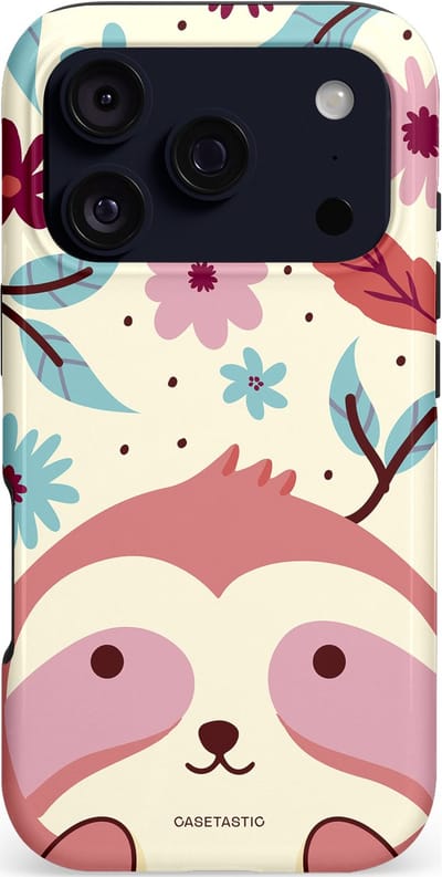 Casetastic hoesje geschikt voor Apple iPhone 17 Pro - MagSafe - Dubbellaagse bescherming - Luiaard knuffels - Fashion Case - Crème Koraal Lichtroze