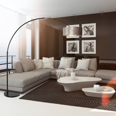 Vloerlamp Sparkled Light 8128ZW Zwart - Metaal en textiel, hoogte verstelbaar en uitschuifbaar, Modern - Steinhauer