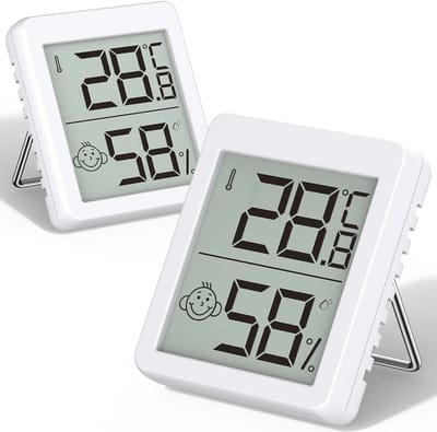SnelShoppen - Digitale Mini LCD Thermometer Hygrometer 2 Sets - Temperatuur- en Vochtigheidsmeter voor Binnen, Kantoor, Kinderkamer, Koelkast - Hangen