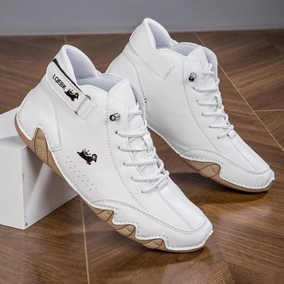 Heren Fietslaarzen met Retro Design Modieus Veelzijdig Comfortabel Ademend Antislip Golf Outdoor Gazon Wandelen Platte Schoenen 39 wit