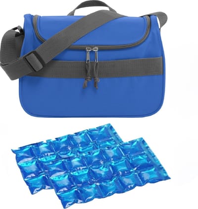 Kleine koeltas voor lunch blauw met 2 stuks flexibele koelelementen 10 liter
