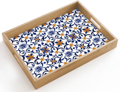 Dienblad hout 40x30 cm - Schootdienblad - Patroon - Modern - Kleurrijk - Borrelplank rechthoek - Plateau dienbladen