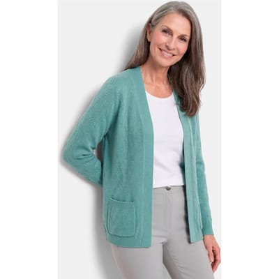Cardigan van puur katoen - grijsgroen - Gr. 19 van Goldner Fashion