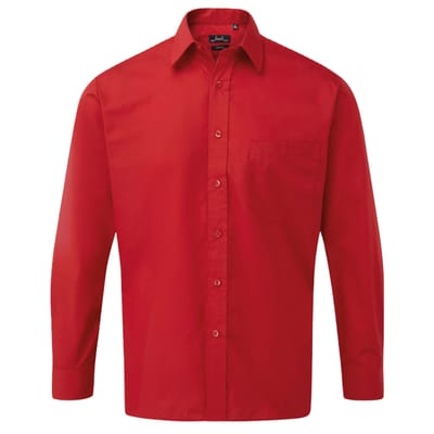 Premier Heren Popeline Overhemd Met Lange Mouwen (Rood)
