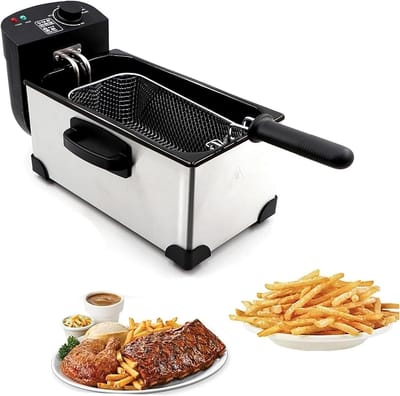 Elektrische Frituurpan - Friteuse Keuken - Thuis Frituren - Veilig Spatdeksel - 3.5 Liter - Zilver