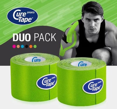 CureTape® Sports voordeelset 2 rollen Lime - Kinesiotape - 25% extra kleefkracht - 5 cm x 5 m - cure tape extra strong - fysiotape - kinesiologie tape - elastische viscose met extra kleefkracht - geschikt voor sport