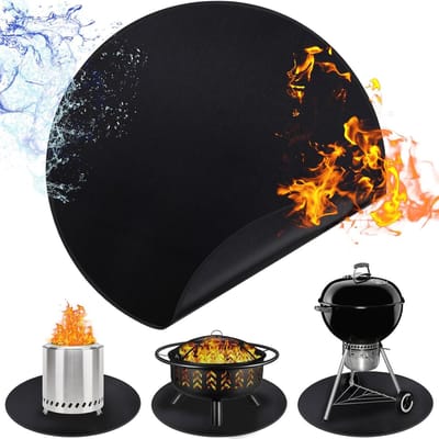 1 stuk - 24 inch ronde vuurvaste ondergrillmat - oliebestendige waterdichte BBQ-mat - geschikt voor Solo Stove Bonfire - draagbaar en herbruikbaar - voor terras, patio, gras -buitengrillaccessoires - zwart