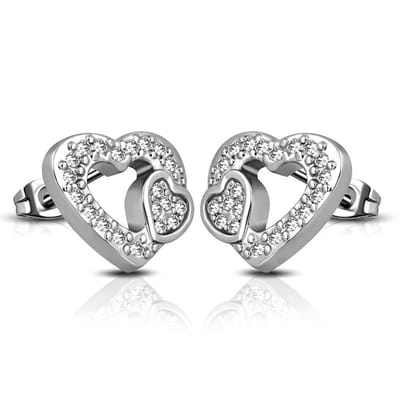 Amanto Oorbellen Djora - 316L Staal - Hartje - 13x11mm