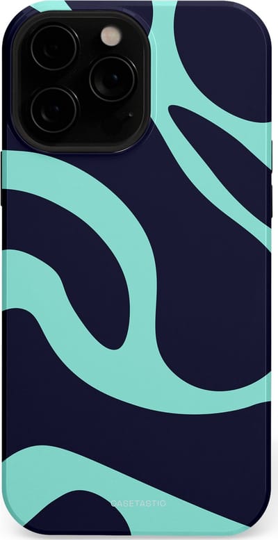 Casetastic Hoesje Geschikt voor Apple iPhone 13 Pro Max Magsafe - Stijlvolle Beschermende Duo-layer Case - Golvenritme Aqua-Marine