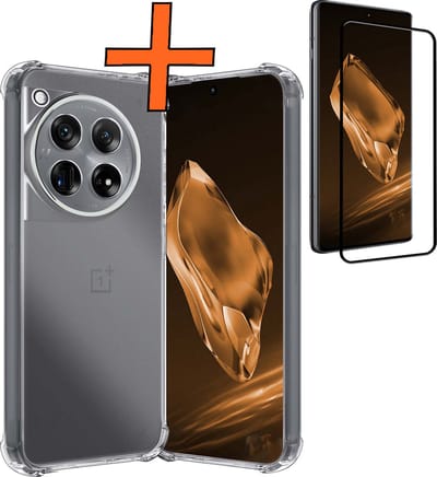 Hoes - Met Screenprotector - Geschikt voor OnePlus 12 - Sterk & Shockproof - Siliconen Case - Back Cover - Telefoon Hoes - Shock Proof - Transparant