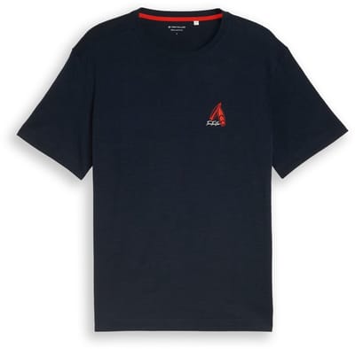 Tom Tailor - T-shirt met borduursel - Maat XXL - sky captain blue