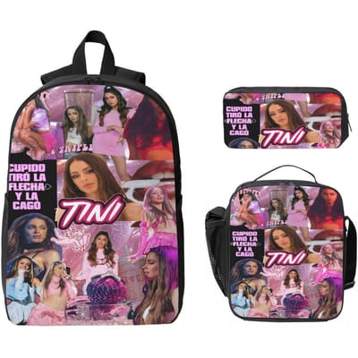 3 Stuks Tini Futttura Tour Schooltassen Set voor Kinderen Etui Rugzak Sets met Lunchbox Voor Schoolleerlingen Daypack black