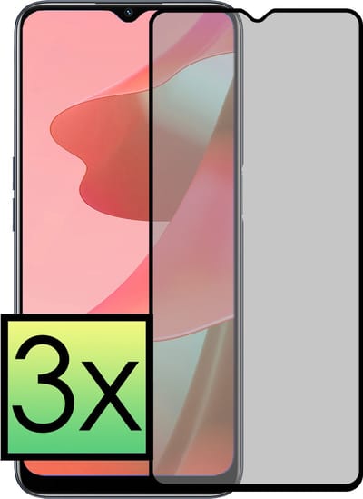Screenprotector - 3 Stuks - Geschikt voor OPPO A16 - Privacy Filter - Beschermglas - Gehard Glas - Tempered Glass - Screen Protector - Anti Spy - Full Display Cover