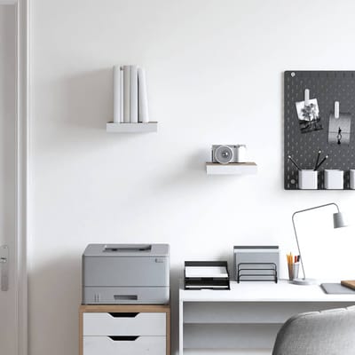 vidaXL - Wandschappen - zwevend - 2 - st - 23x23,5x3,8 - cm - MDF - eikenkleurig - wit