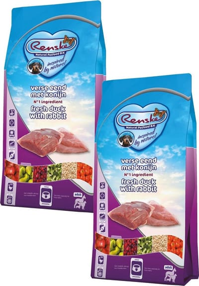 Renske Adult Eend&Konijn - Hondenvoer - 2 x 12 kg