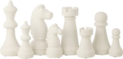 J-Line decoratie Schaakstuk - polyresin - wit - large - 4 stuks