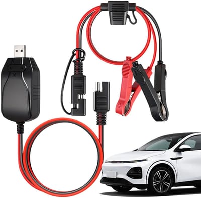 Motor Acculader - Onderhoudslader Slim - Voertuigen Opladen - Dubbele Klemmen - 180 cm - Zwart