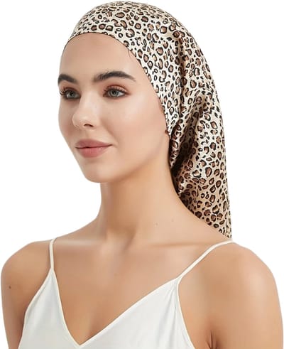 Livano Zijden Slaapmuts - Satijnen Nachtmuts - Silk Bonnet - Sleep Cap - Haarverzorging - Satin - Verstelbaar - Voor Zacht & Stralend Haar - Panterprint