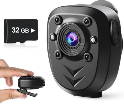 1080P Body Camera – Verborgen Draadloos – 32GB – Nachtzicht – Recorder voor Beveiliging, Thuis & Outdoor