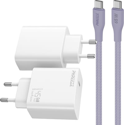 Phreeze usb C snellader 45 W met usb C naar usb C kabel 2 meter - Power Delivery oplader A56 Tab S9 en Laptop