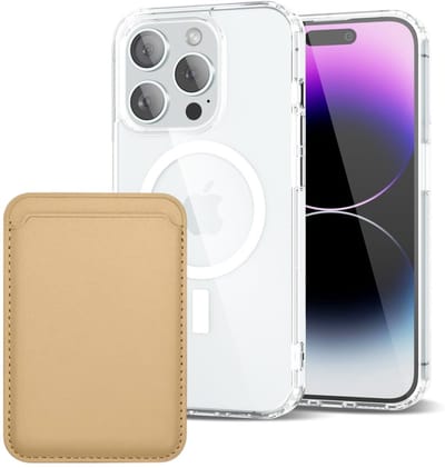Shockproof Anti Shock Back Cover Hoesje Compatibel met MagSafe Geschikt voor: Apple iPhone 14 Pro Max met Magnetische Pasjeshouder - Goud