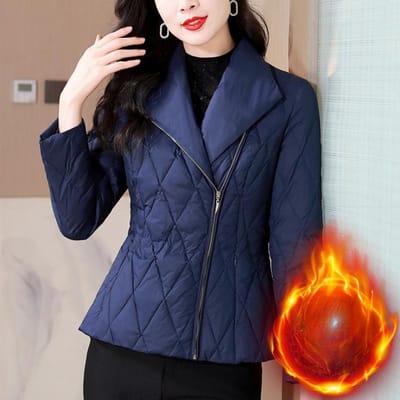 Winter Nieuwe Dons Katoenen Jas Dames Korte Lichte Temperament Moeder Lange Mouw Katoenen Jas Top 3XL blauw