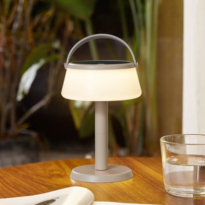 Lindby - Terraslampen- met dimmer - 1licht - Polycarbonaat, kunststof - H: 7.2 cm - zandbeige, wit - Inclusief lichtbron