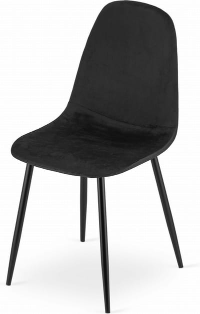 COMO Stoel - Zwart, Velvet Bekleding, Zwarte Metalen Poten, Tijdloos Ontwerp en Ergonomisch Comfort voor Woonkamer, Keuken, Slaapkamer en Kantoor, Max. 120 kg