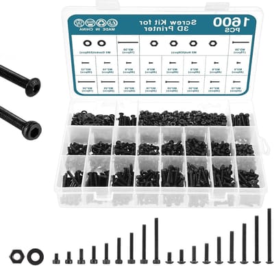 Allecto Plus - 1600-delige M3 inbusschroeven set van koolstofstaal klasse 12.9 met moeren en sluitringen - Voor 3D-printers, doe-het-zelf en meer