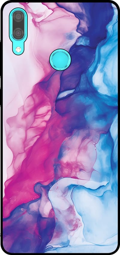 Smartphonica Telefoonhoesje Geschikt voor Huawei Y7 (2019) met Roze Blauw Marmer Opdruk - TPU Backcover Case Rose Blue Marble Design geschikt voor Huawei Y7 (2019)