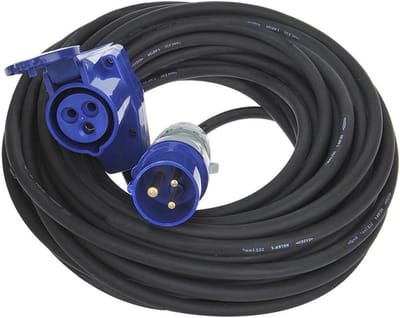 CEE Verlengkabel - Stroomkabel Outdoor - Kamperen Tuin - IP44 Hoekkoppeling Schuko - 20 meter - Zwart