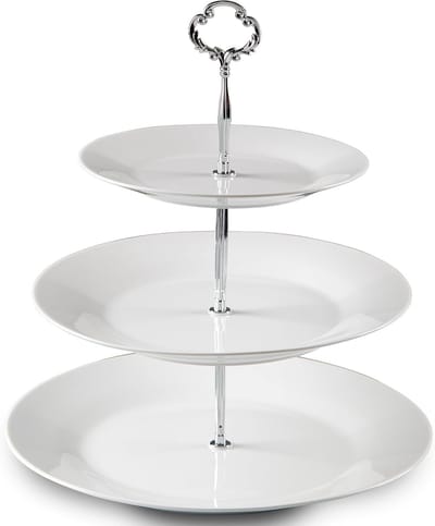 Serveertoren Drie Lagen - Taartstandaard Buffet - Feestelijke Presentatie - Eenvoudig te Monteren - 33cm Hoog - Wit