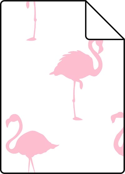Proefstaal ESTAhome behang flamingo's roze en wit - 26.5 x 21 cm - 138992-S