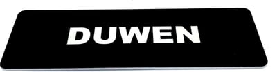 Deurbordje met tekst Duwen - 150 x 50 mm (incl. dubbelzijdige tape) - zwart / wit | Geborstelde RVS-look toplaag | Gratis Verzending
