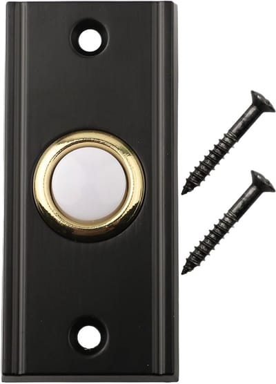 Metalen Deurbel Knop - Verlichte Drukknop - Voordeur Toegang - Waterdicht UV-Bestendig - 7.3 x 3.3 cm - Zwart
