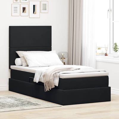 vidaXL - LED - opbergbed - met - matras - Zwart - 90 - x - 200 - cm - Fluweel