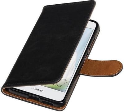 Zakelijke Book Case Telefoonhoesje Geschikt voor de Huawei Nova Plus - Portemonnee Hoesje - Pasjeshouder Wallet Case - Zwart