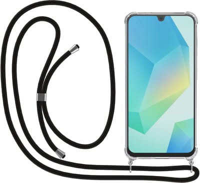 Smartphonica Telefoonhoesje Geschikt voor Samsung Galaxy A16 met Koord en Stootrand - TPU Backcover Shockproof met Lanyard - Transparant geschikt voor Samsung Galaxy A16