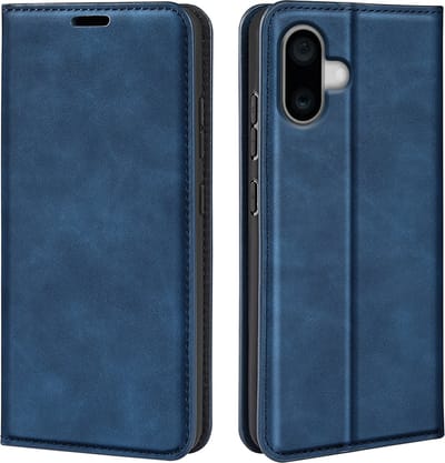 MobyDefend Hoesje - Geschikt voor iPhone 16 - Luxe Wallet Bookcase (Magnetische Sluiting) - Blauw