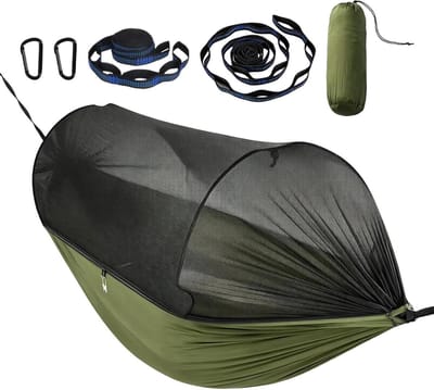 Kampeer Hangmat - Tent Hangmat - Outdoor Ontspanning - Insectenwerend Vliegengaas - 270x140 cm - N.v.t.