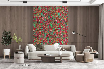Behang - Fotobehang Design - Jaren 70 - Fantasy - Kleur - Breedte 200 cm x hoogte 300 cm