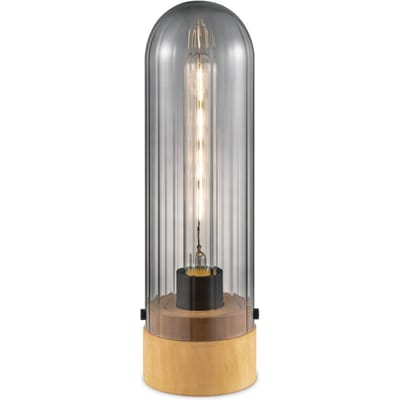 Home Sweet Home - Moderne tafellamp Capri - Rook - 10/10/33cm - bedlampje - geschikt voor E27 LED lichtbron - gemaakt van Glas en Hout