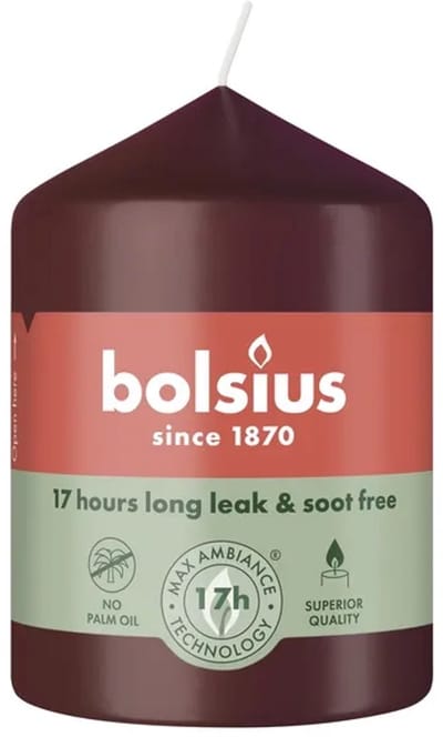Bolsius Stompkaars Velvet Red Ø58 x 80 mm – 17 Branduren – 6 Stuks – Rode Sfeerkaarsen
