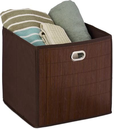 mand badkamer - bamboe - vierkant - opvouwbaar - 31 x 31 x 31 cm - voor speelgoed - bruin