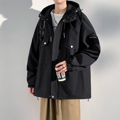 Veste à capuche décontractée et polyvalente pour homme, nouvelle tendance printemps-automne M black