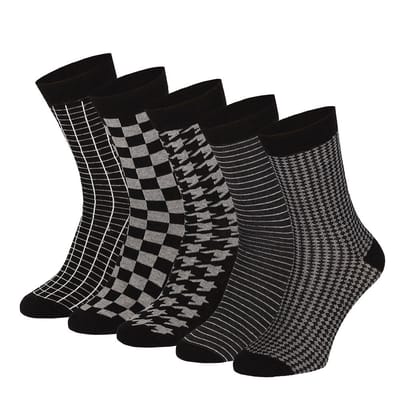 Katoenen sokken - Heren - Ruitmotief - 10-Pack - Multi Zwart / 39/42