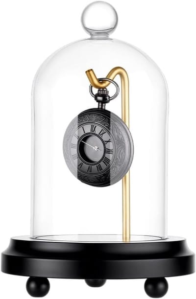 Elegante Displaykast voor Zakhorloges en Medailles met Duidelijk Glas en Houten Basis, 11.5 x 17 cm, Perfect voor Verzamelaars en Decoratie